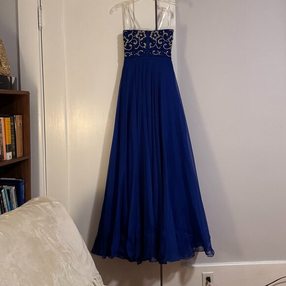 Sherri Hill Royal Blue Crystal Embellished Gown, Style 8545, Sz 4 - Picture 5 of 14